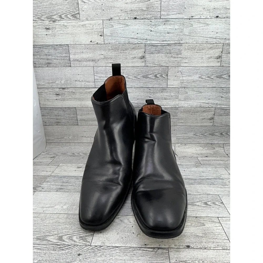Florsheim Men Black Leather Chelsea Boots Square Toe Plaid Gore 11834-001 Sz 10M
